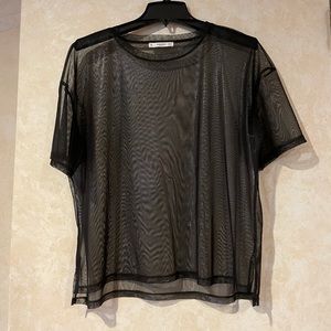 Mango black mesh iridescent sparkle top